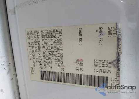 2013 Nissan Altima 2.5 S из США, поврежденный, VIN 1N4AL3AP8DN512662